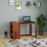 Maria Solid Sheesham Wood Study Table With Storage (Natural Finish)